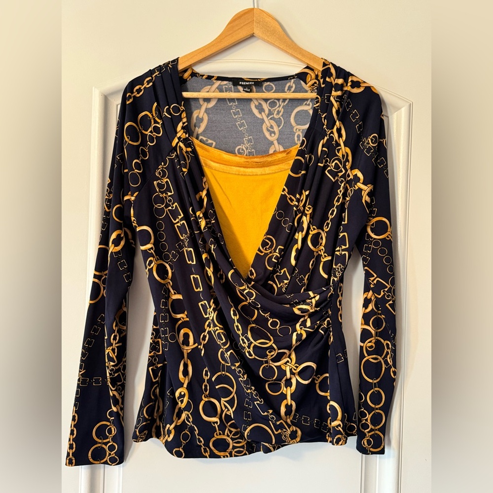 Premise Chain Print Wrap Blouse